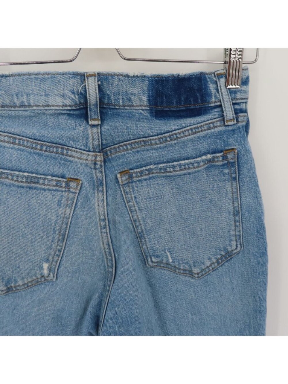 Abercrombie & Fitch 4/27 90s Straight Ultra High Rise Distressed Blue Denim Jean - Picture 7 of 12